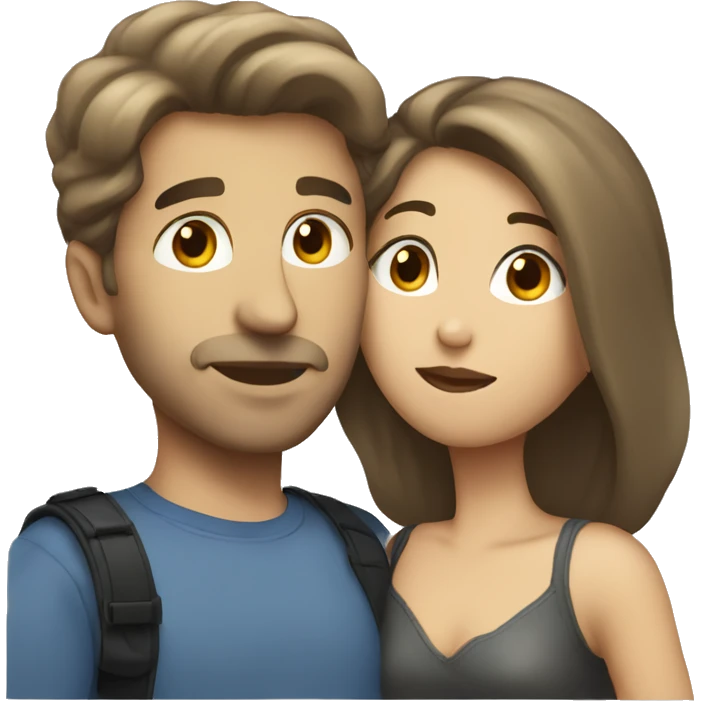 White brunette couple kissing emoji