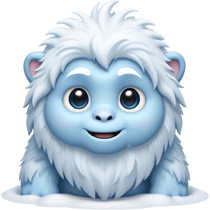 Cinematic Cute Yeti Portrait Emoji, with a charming, small, fluffy form in soft snowy whites and cool blues, featuring big, innocent eyes and a shy, gentle smile, simplified yet irresistibly endearing, highly detailed with a soft glowing outline that captures the whimsical charm of a friendly yeti ready for a cuddle! emoji