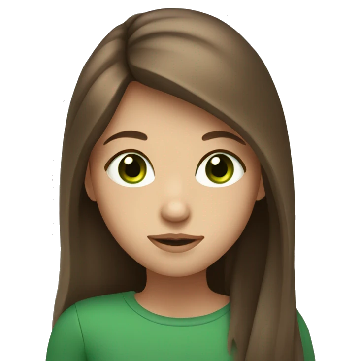 girl with long brown hair and green eyes emoji