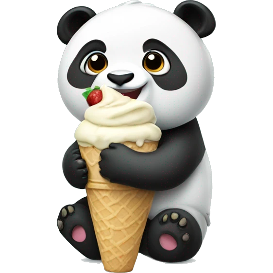 Panda eating ice cream emoji
