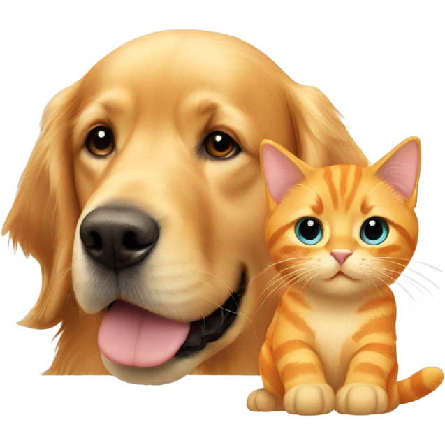 Golden retriever with a orange cat  emoji