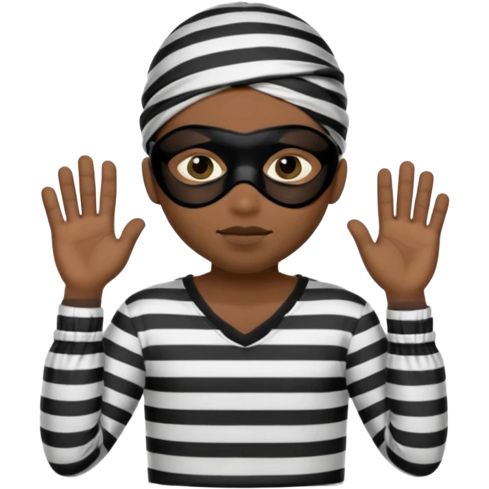 A theif robber emoji,Stripped shirt,eye mask, black head. emoji