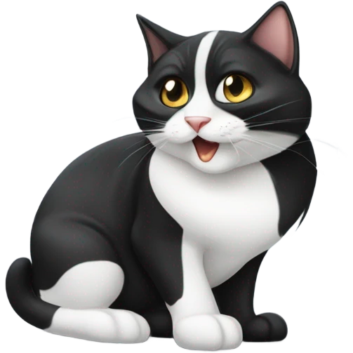 Tuxedo cat growling emoji