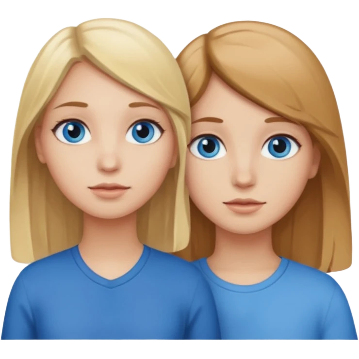 Two girls one with blond hair and one with brown hair both blue eyes saying six seven  emoji