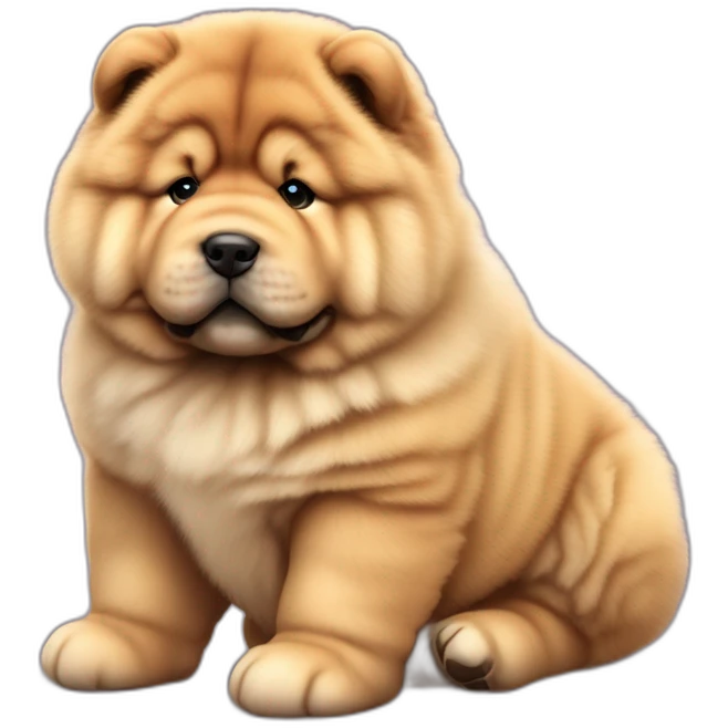 Chow chow pup, young cute,furry shiny dog cute, realistic, young,sitting on floor, beautiful picture, 4k, 16k emoji