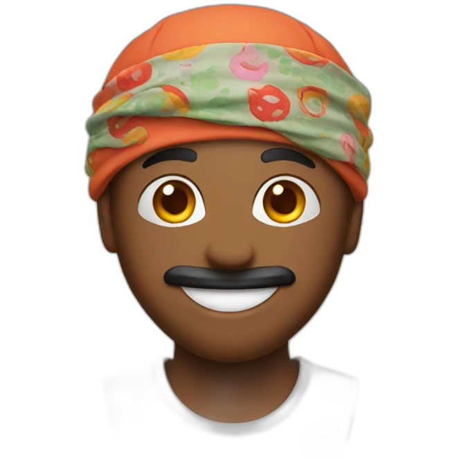 A smiling face emoji with a bandana on his head emoji