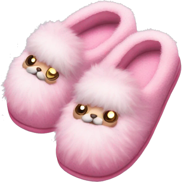 Pair of pink slippers with fluff aesthetic  emoji