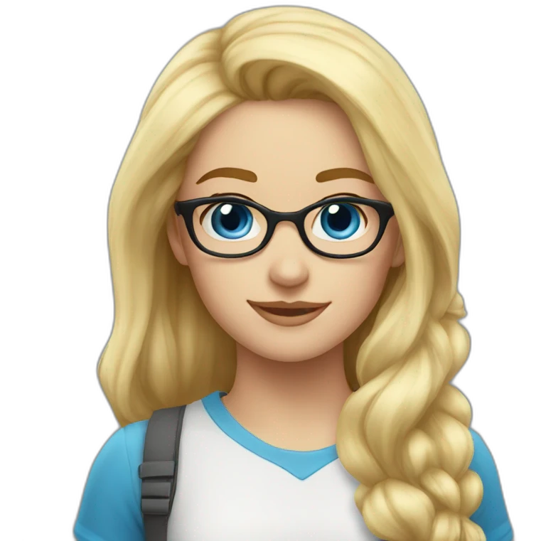 girl nerd blue eyes blond emoji