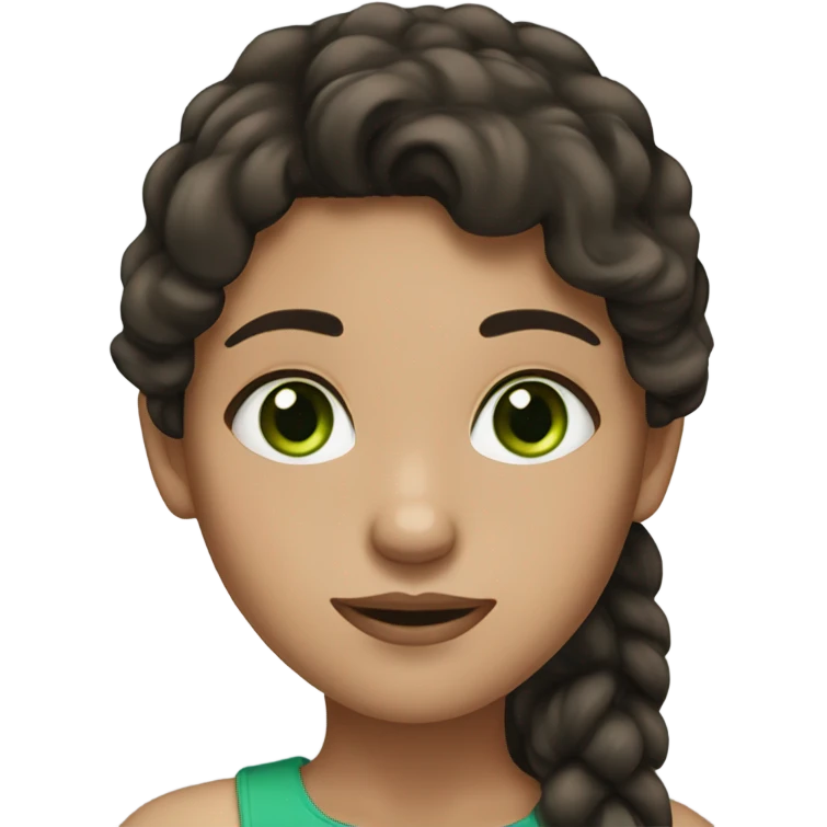 Girl with dark brown hair and green /blue heterohromia eyes  emoji