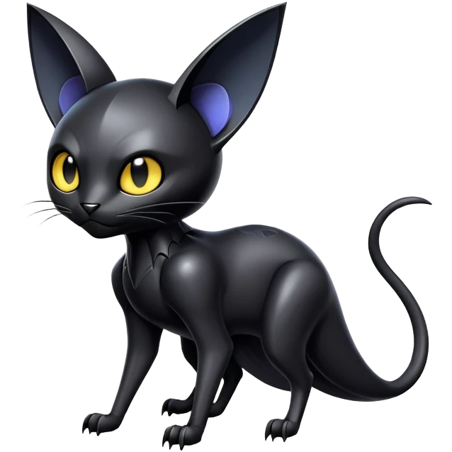 Futuristic black bat-cat-Fakémon-hybrid-creature (full body) emoji