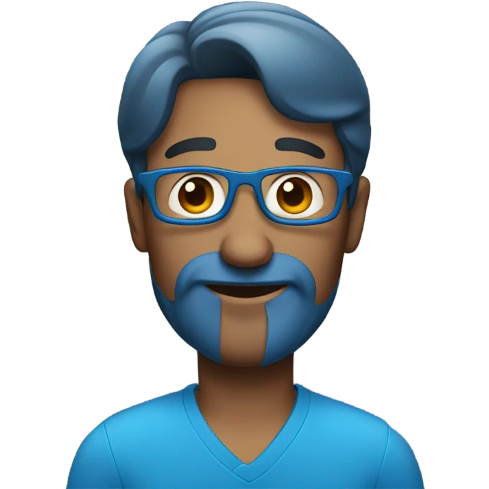Man wearing blue emoji