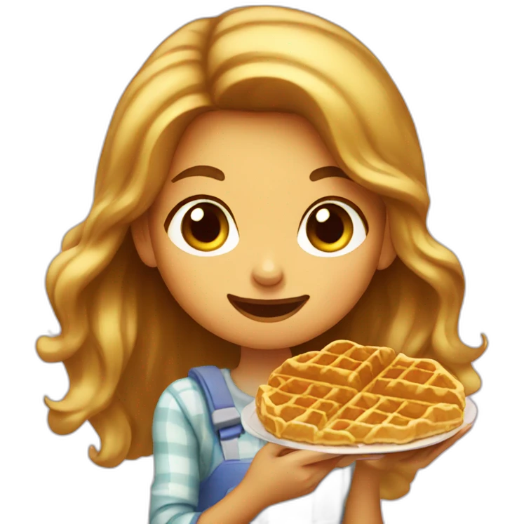 Girl eating waffle emoji