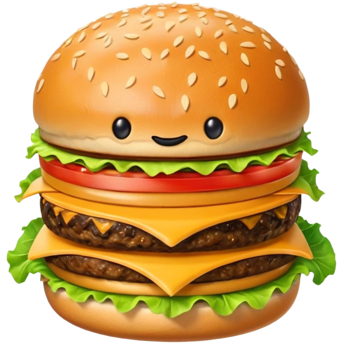 Burger and fries but separate and with faces emoji