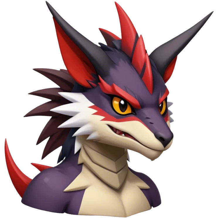 Black Cool Edgy Anthro Noivern-Nargacuga Fakémon  with White and Red Edgy markings emoji