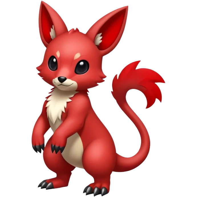 Cute cool black red animal hybrid Fakemon full body emoji