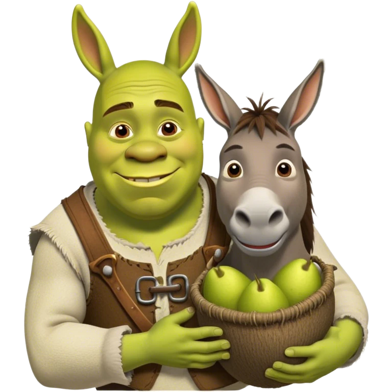 Shrek holding donkeys buřt emoji