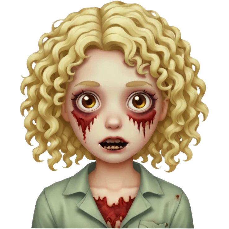 zombie girl curly blonde hair  emoji