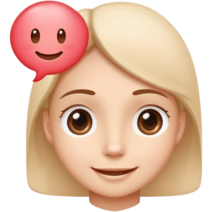 a smiling face with gentle, understanding eyes and a small speech bubble with a heart, expressing 'let's talk it out' to prevent conflict emoji