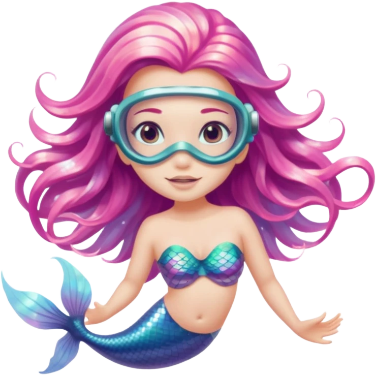 Mermaid wearing a light pink snorkel mask emoji