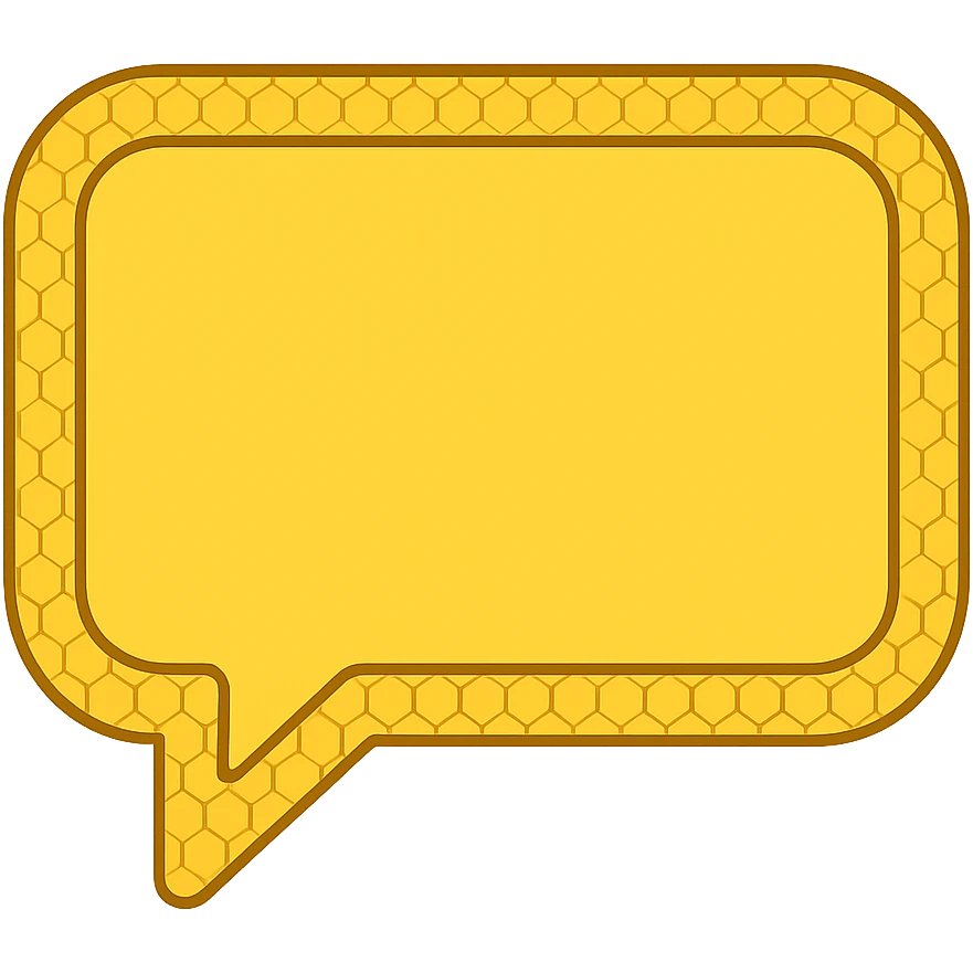 small yellow chat bubble, mostly rectangular with rounded edges, honeycomb pattern only on the outside border emoji