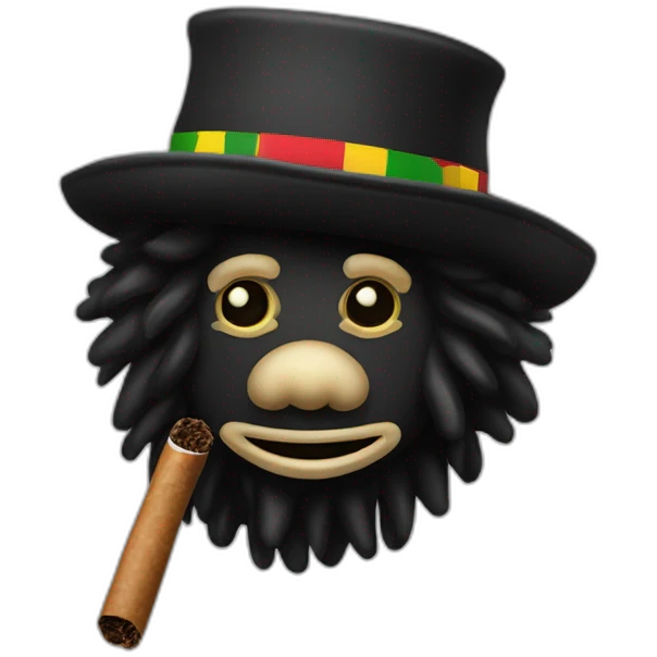 gollywog Jamaican Rasta hat with cigar emoji