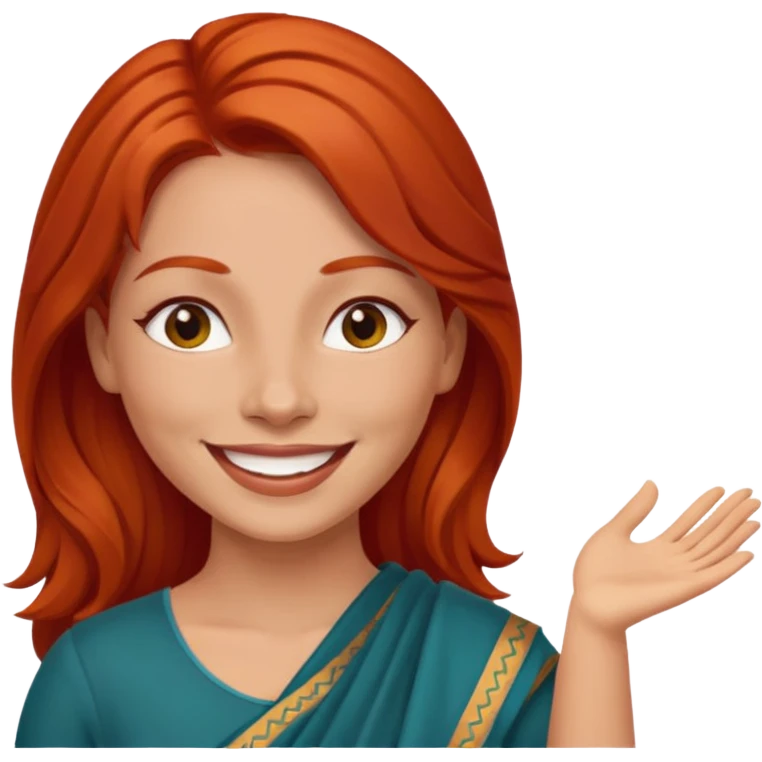 Red head woman praising Indian woman emoji