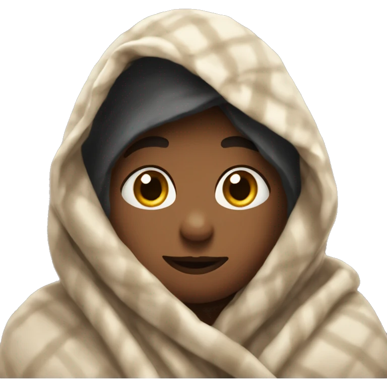 🥺 with blanket around head emoji