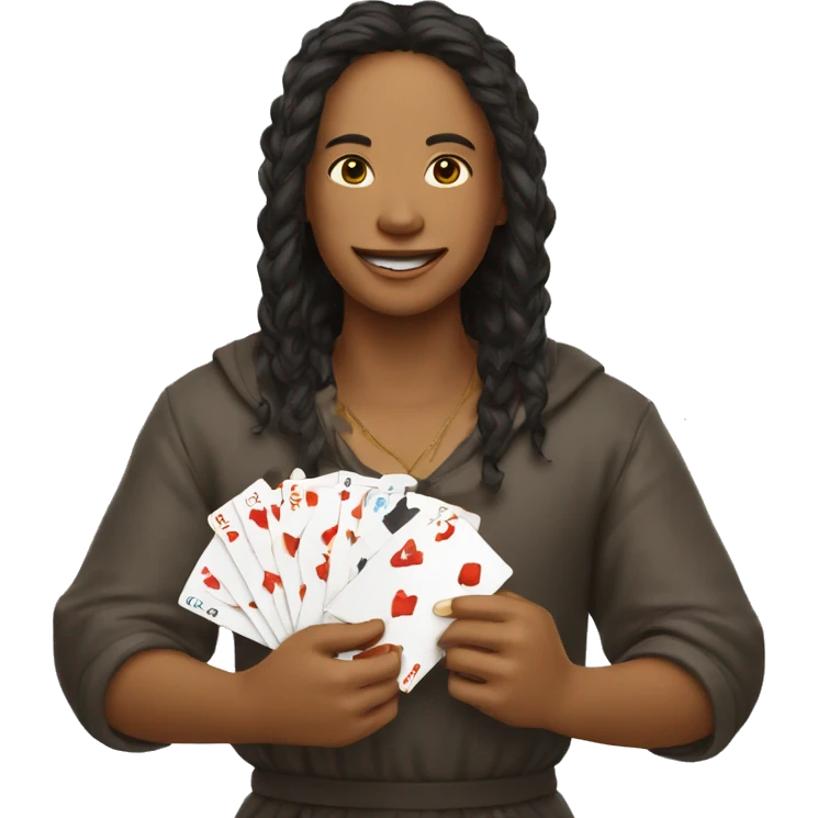 Uma mão com cartas emoji