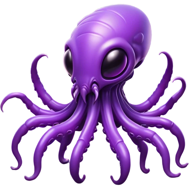 Clash of Clans aesthetic: Cinematic Playful Zerg Alien Emoji, rendered in a 3D vector-style similar to standard emojis with minimal shading and bold, simplified shapes. A compact, isometric, otherworldly creature with insectoid, organic details and subtle, eerie tentacles, softly glowing with a sinister alien charm. Simplified yet unmistakably iconic, highly detailed and consistent, glowing with a soft, spectral radiance and high shine. Stylized with a touch of bio-engineered mischief and a soft glowing outline, capturing the essence of a fearsome extraterrestrial menace with a playful twist! emoji