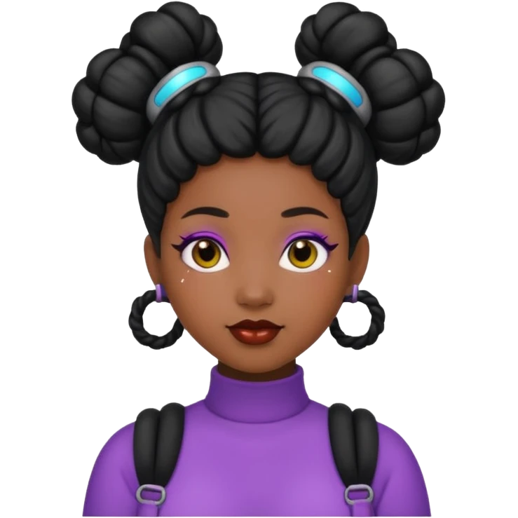 Black woman with Space buns emoji