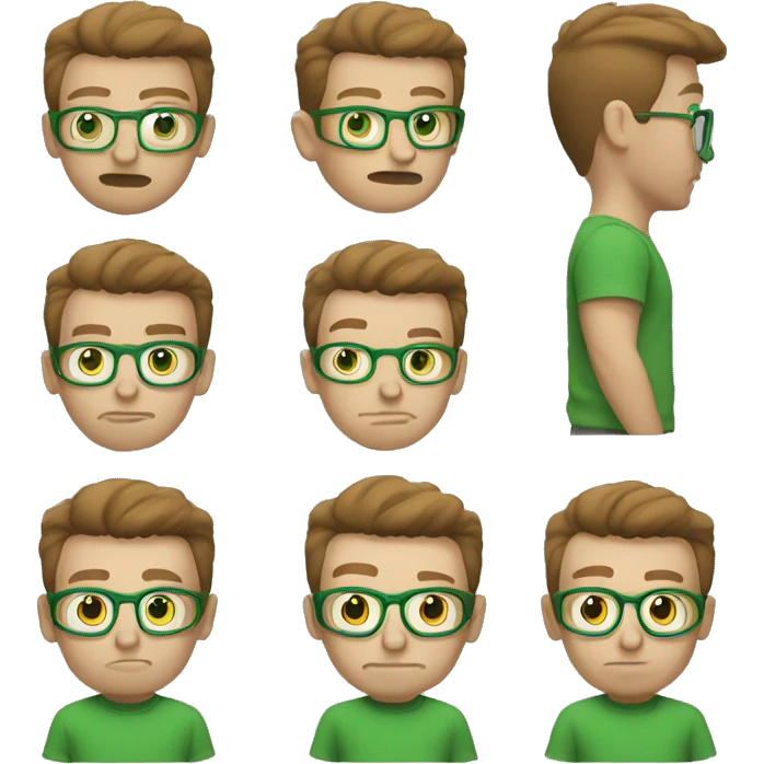 white nerd guy with brown with green t-shirt hair lifting weight emoji