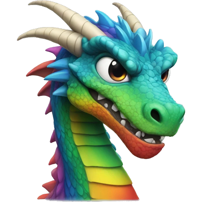 Rainbow dragon serious face  emoji