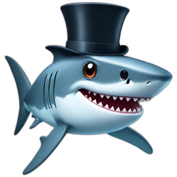 Shark with a top hat emoji