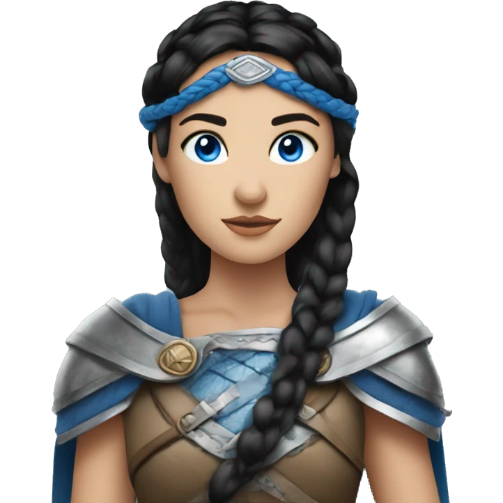 Shield maiden with Black hairbraid and blue eyes emoji