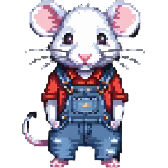 rat wearing denim overalls emoji