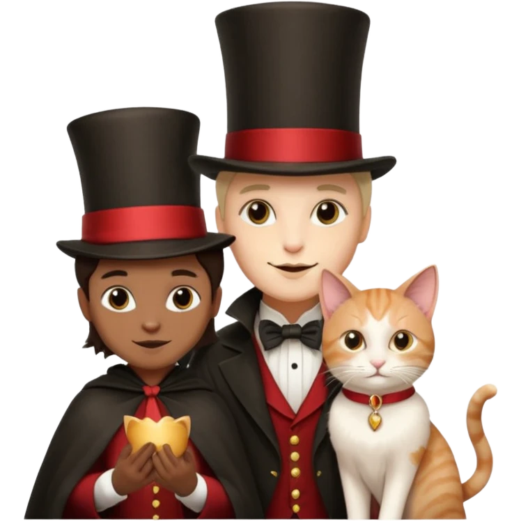 magician couple and their pet cat emoji