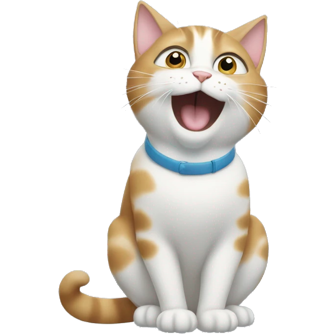 The cat catches snowflakes with its mouth emoji