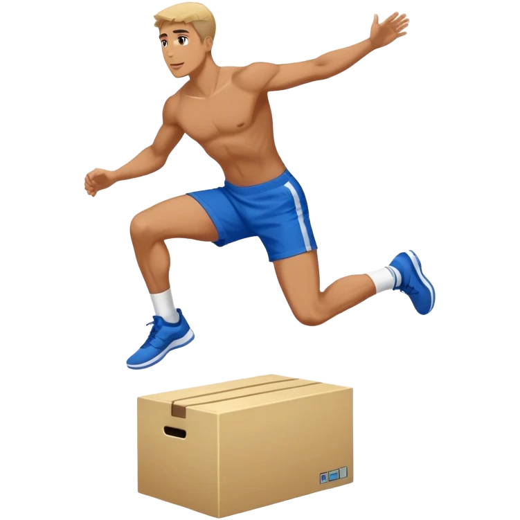 man in blue shorts box-jump exercise side-view emoji