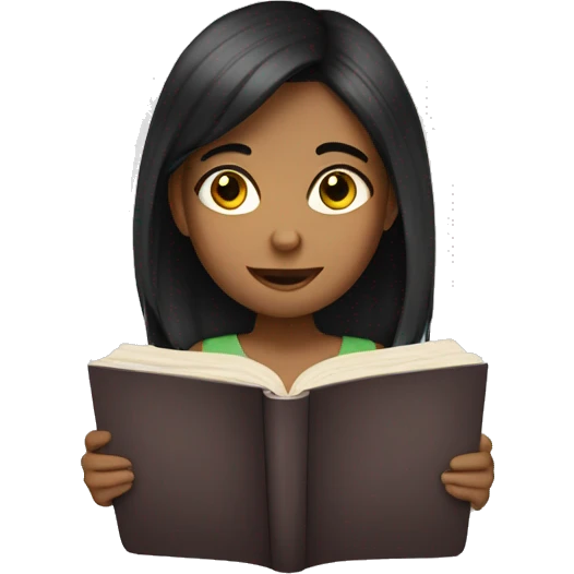 girl with dark hair reading emoji