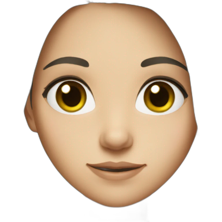 a girl with long brown hair, gray-green eyes emoji