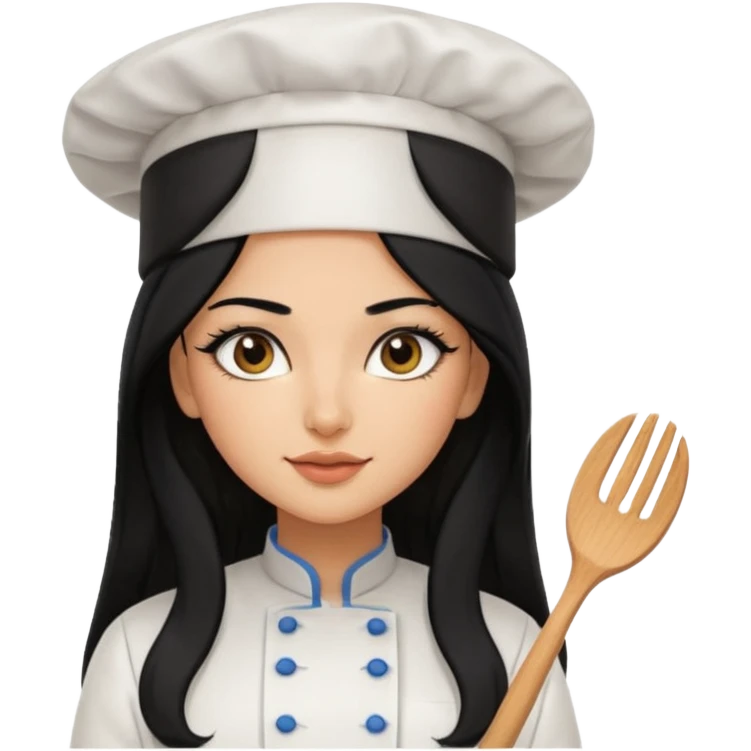 Create a persian girl, black hair, Middle Eastern with lashes  chef🧑‍🍳 emoji, barbie vibes tan skin black long hair with long lashes BADDIE VIBES long black hair and tanned skin  emoji