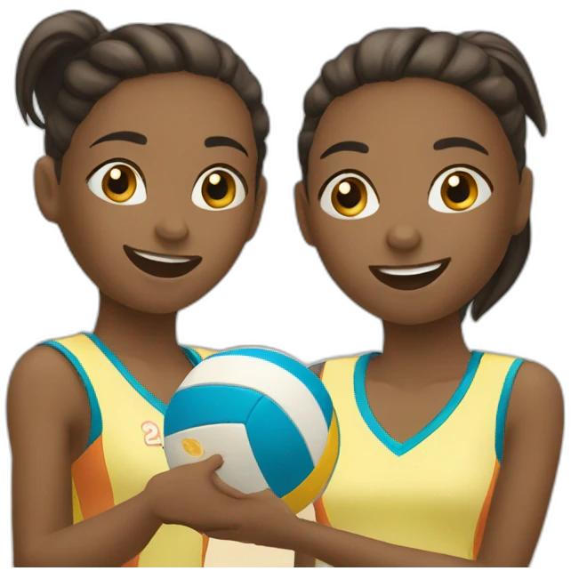 Two girls playing volleyball  emoji