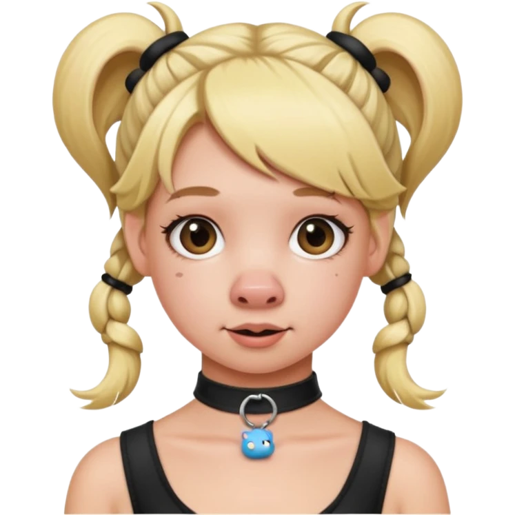 Blonde girl, wearing choker, pig tails emoji