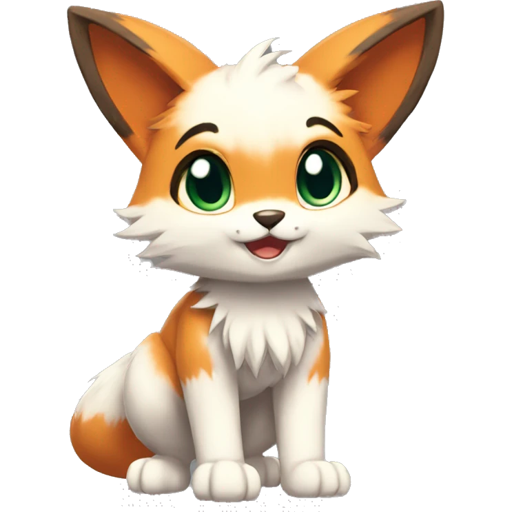 a anthro fur-sona chibi-style cat-fox-Fakémon-hybrid full body emoji