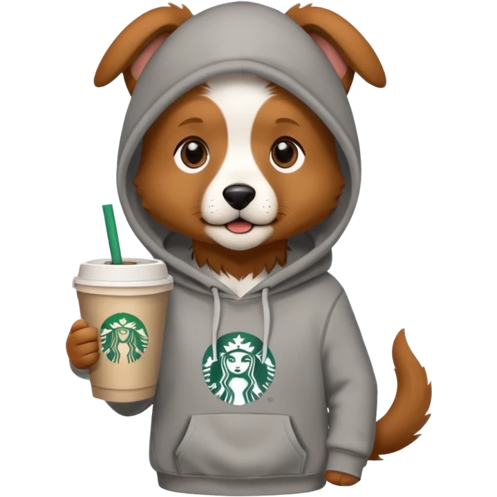 Dog with Starbucks wearing a hoodie  emoji