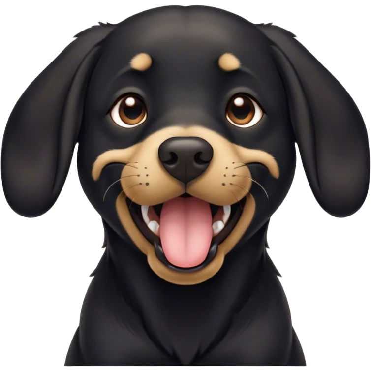 Cinematic Cute Yawning Black Labrador Portrait Emoji, Head tilted slightly with a dramatic, wide-open yawn, showcasing a smooth black Fur with a velvety texture, floppy ears slightly drooping, round brown eyes barely open in drowsy contentment, Simplified yet irresistibly adorable features, highly detailed, glowing with a soft, cozy glow, high shine, relaxed yet expressive, stylized with a touch of whimsy, bright and endearing, soft glowing outline, capturing the essence of a sleepy yet affectionate companion, so drowsy it feels like it could stretch out of the screen and curl up for a nap! emoji