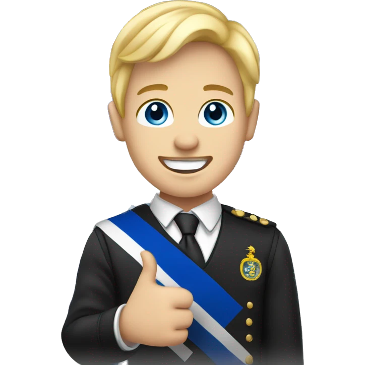 Male with blonde hair and blue eyes waving hand smiling with a Scotland flag 🏴󠁧󠁢󠁳󠁣󠁴󠁿  emoji