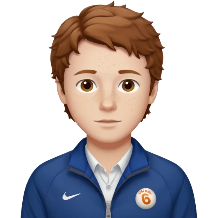 Owen Cooper in brown short wavy hair and brown eyes, freckles and pale skin. And he’s wearing a deep blue sports jacket and white shirt emoji