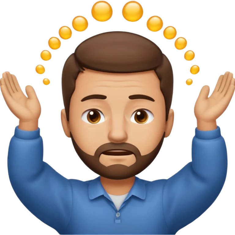 Emoji of a frustrated man with short brown hair hair and a short beard, eyes tightly closed and eyebrows furrowed.
Both hands raised near his head in frustration, clean rounded emoji style, soft gradients, plain background. emoji