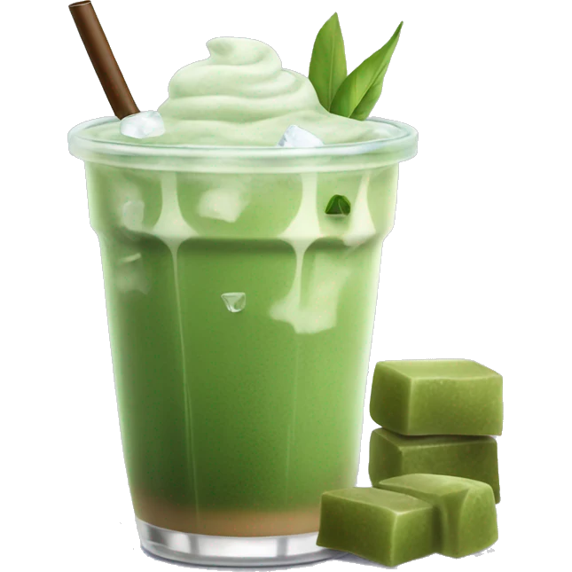 Iced matcha Latte with ice cubes  emoji